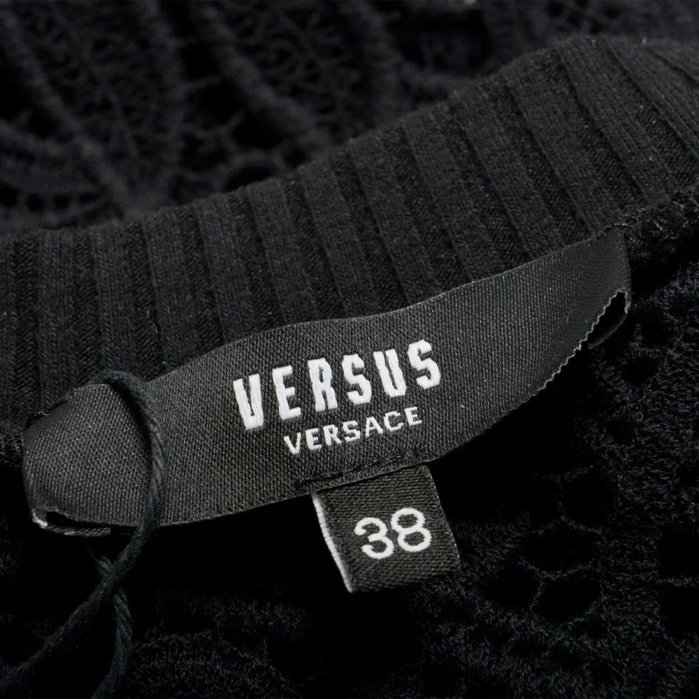 Versus by Versace Women's Black Floral Print Lace See Through Crewneck Sweater - Picture 5 of 7